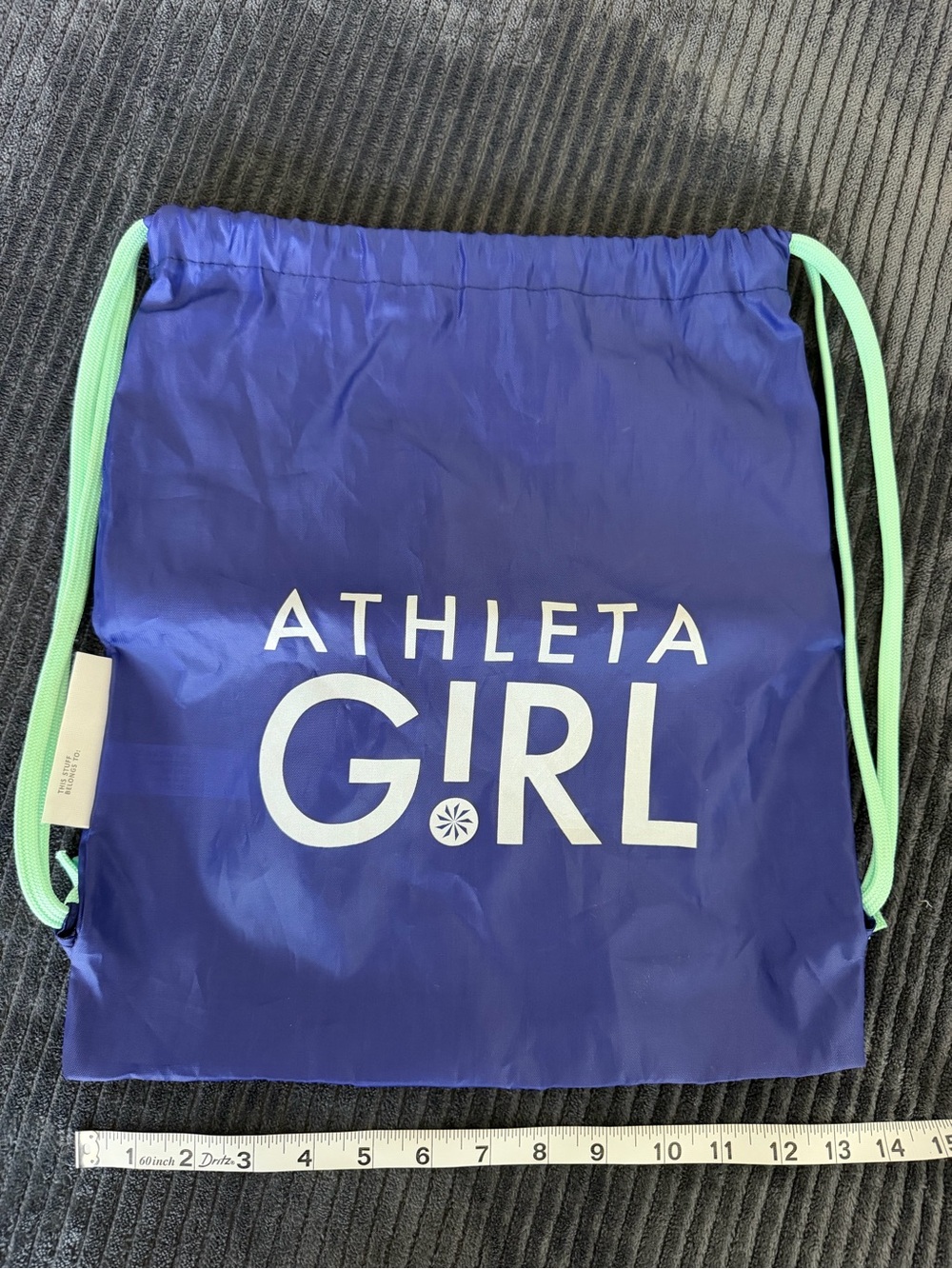Athleta Girl Purple Drawstring Backpack with Mint Green Straps